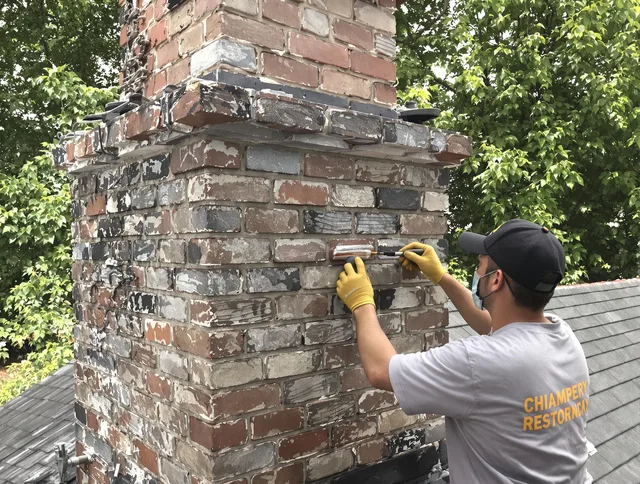 In-progress chimney restoration by Trumbull Chimney Sweep in Trumbull, CT