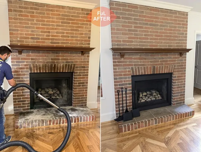 Trumbull Chimney Sweep carefully sanitizing a fireplace in Trumbull, CT