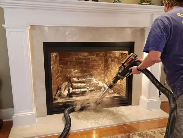 Fireplace cleaning performed by Trumbull Chimney Sweep in Trumbull, CT