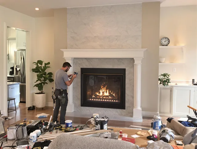 Newly installed fireplace by Trumbull Chimney Sweep in Trumbull, CT